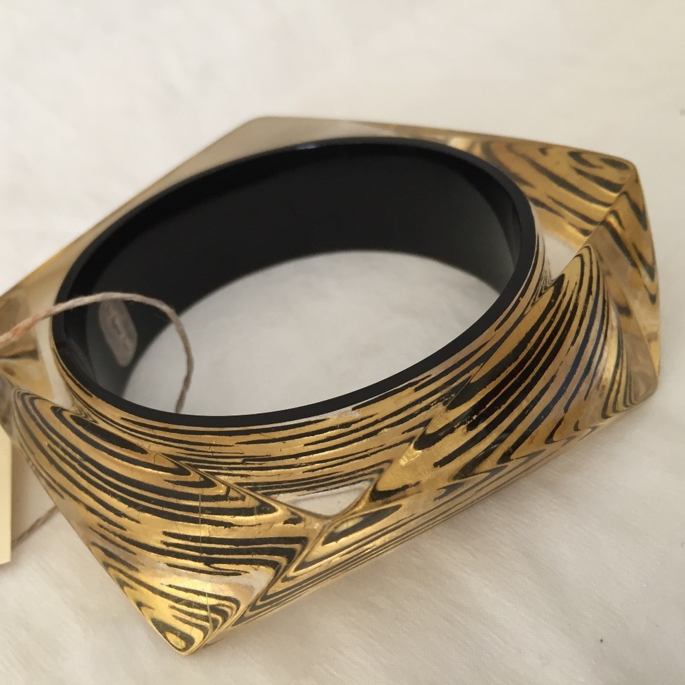 24K Gold Leaf Lucite Acrylic Modern Bangle